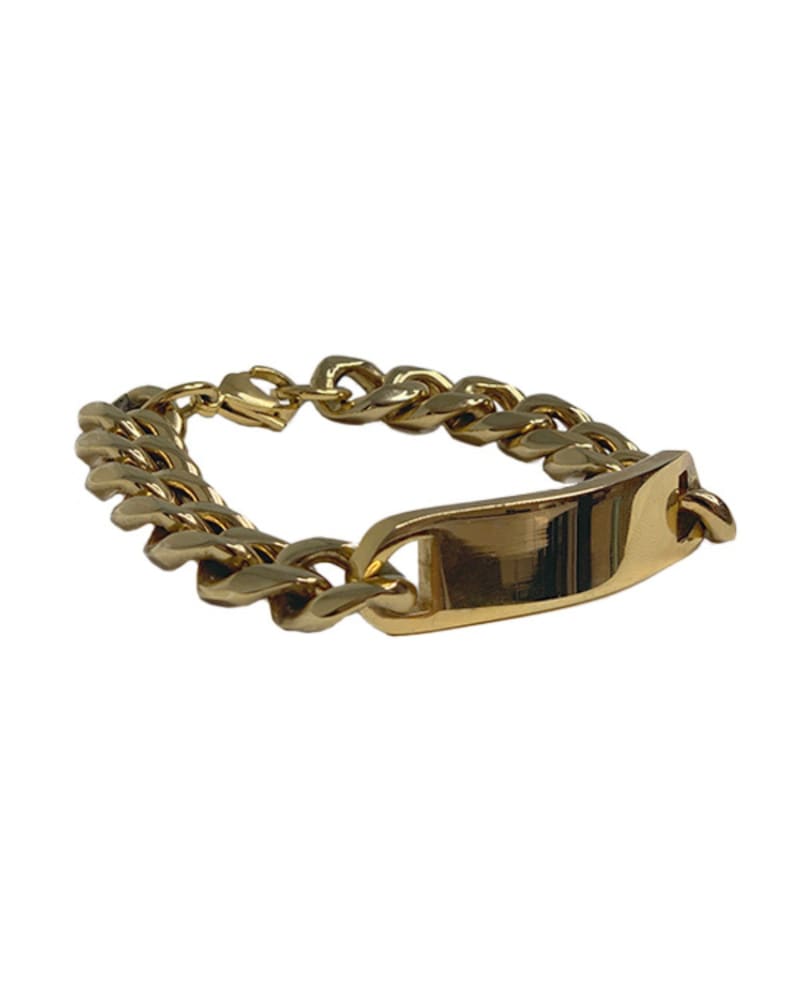 Front of a size 9 inches Gold ID Bracelet in Gold by BAACAL. | dia_product_style_image_id:318367
